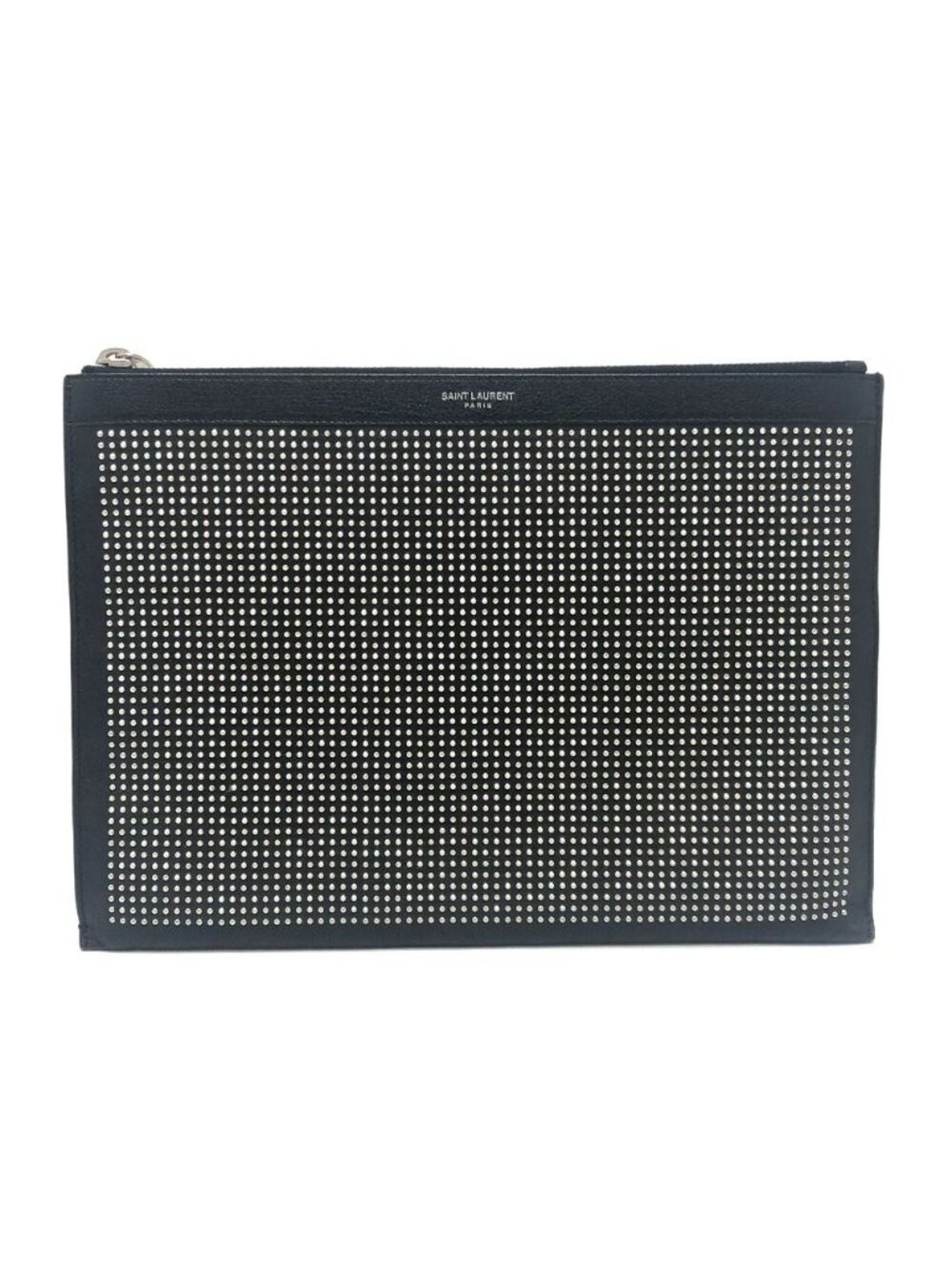 Saint Laurent Clutch Studded Leather Black